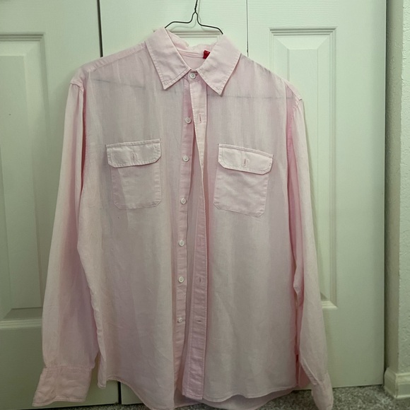 Izod Soft Pink Linen Blend Shirt - Picture 1 of 3